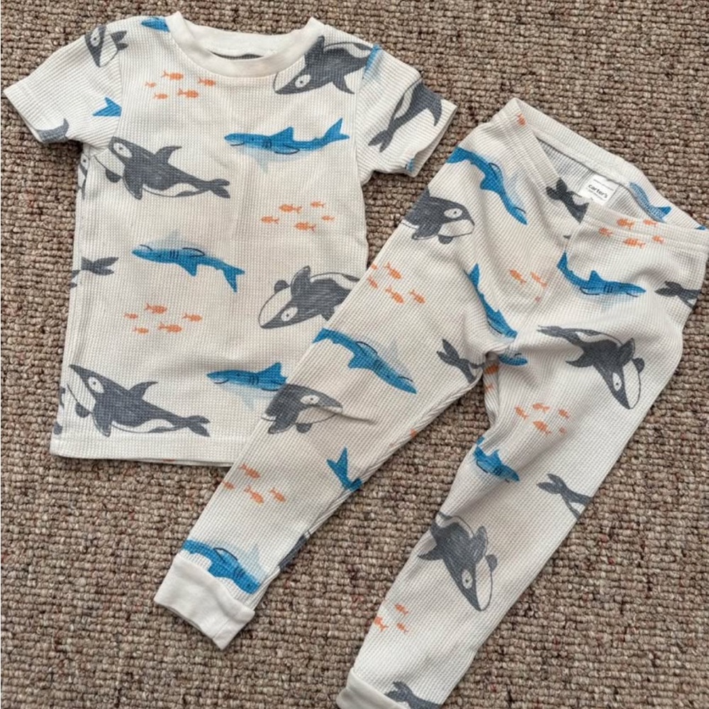Carter’s Shark Orca Whale Print Kids Pajamas 2T